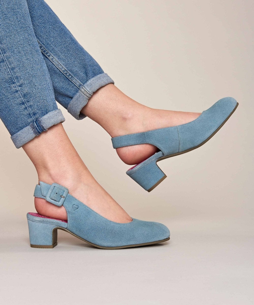Blue Suede heeled shoes - VARZEA EUCALYPTUS BLUE