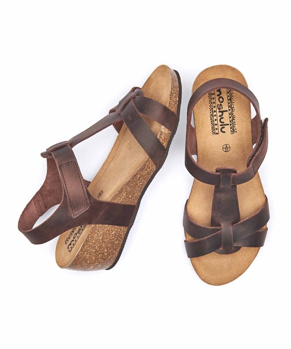 Brown T-bar wedge sandals - ILHA CHOCOLATE